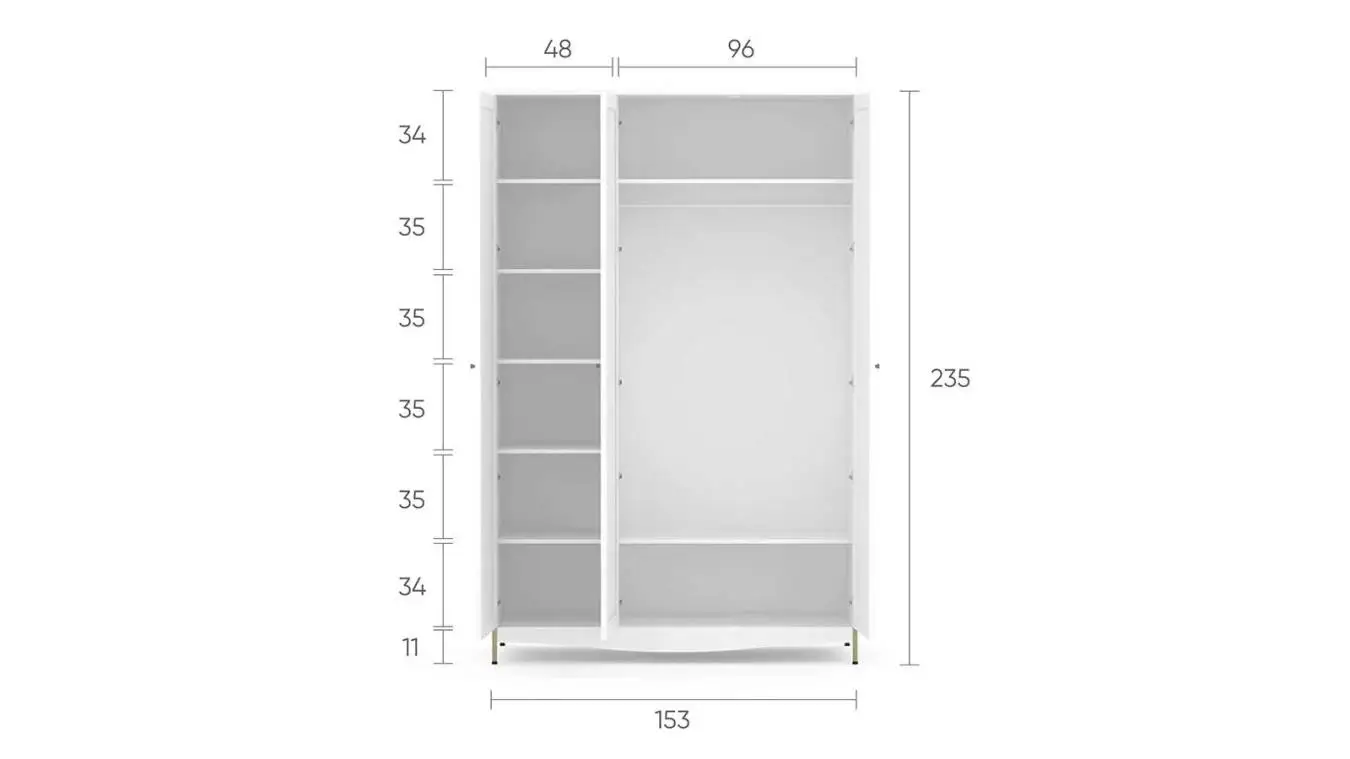 Шкаф трехдверный Lama, цвет: Белый Премиум фото - 6 - большое изображение